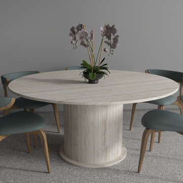Grecian Single Base Travertine Dining Table