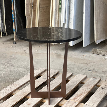 Apollo Round Side Table - QF Vanilla Noir Quartz