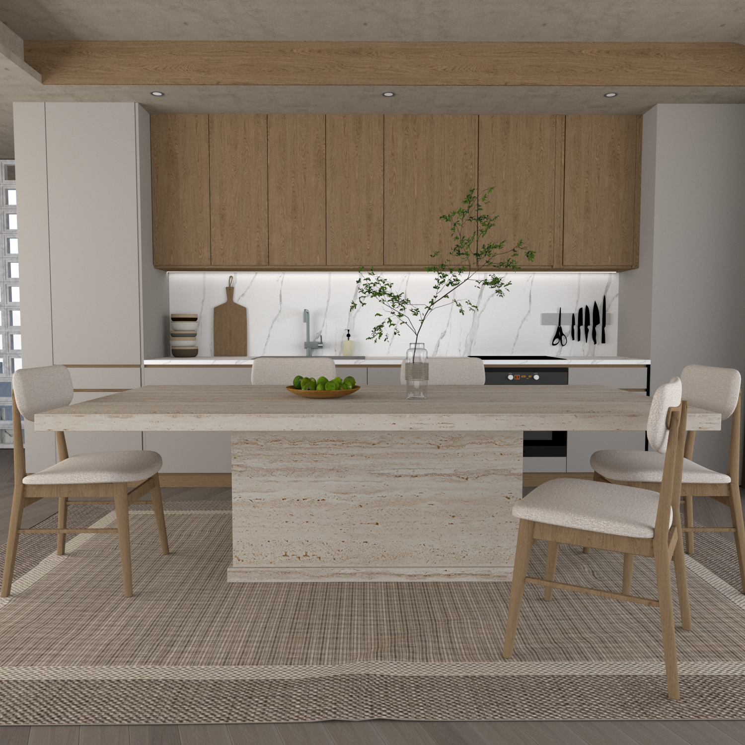 Athena Travertine Dining Table