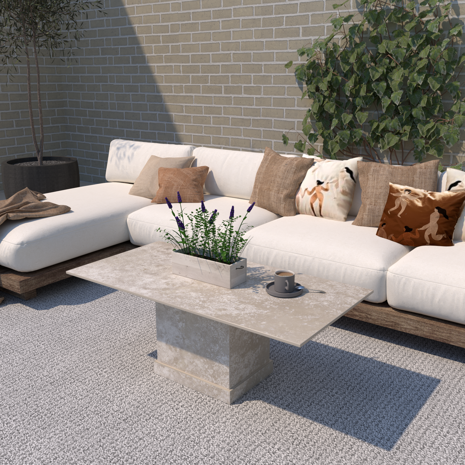 Athena Sintered Stone Rectangular Outdoor Coffee Table