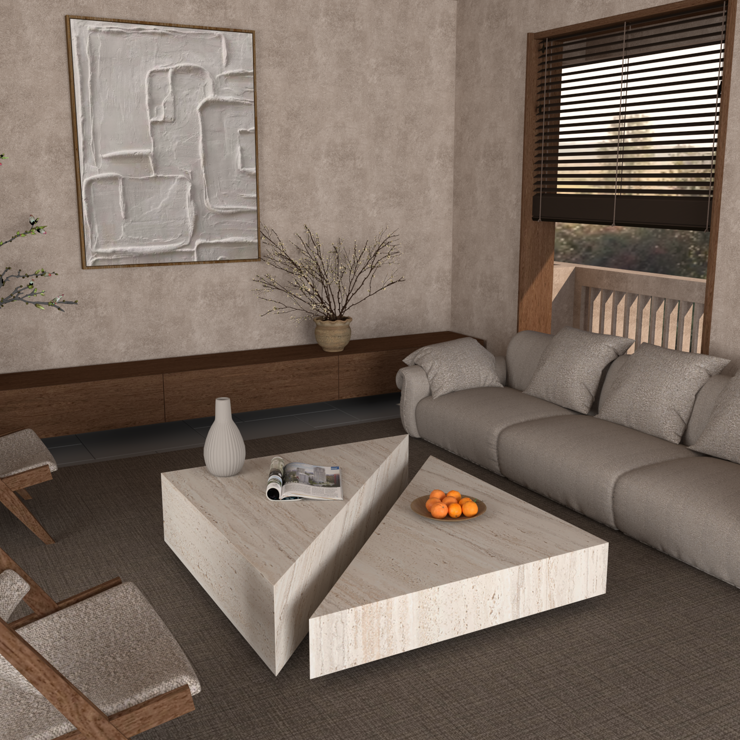 Château Duo Travertine Coffee Table