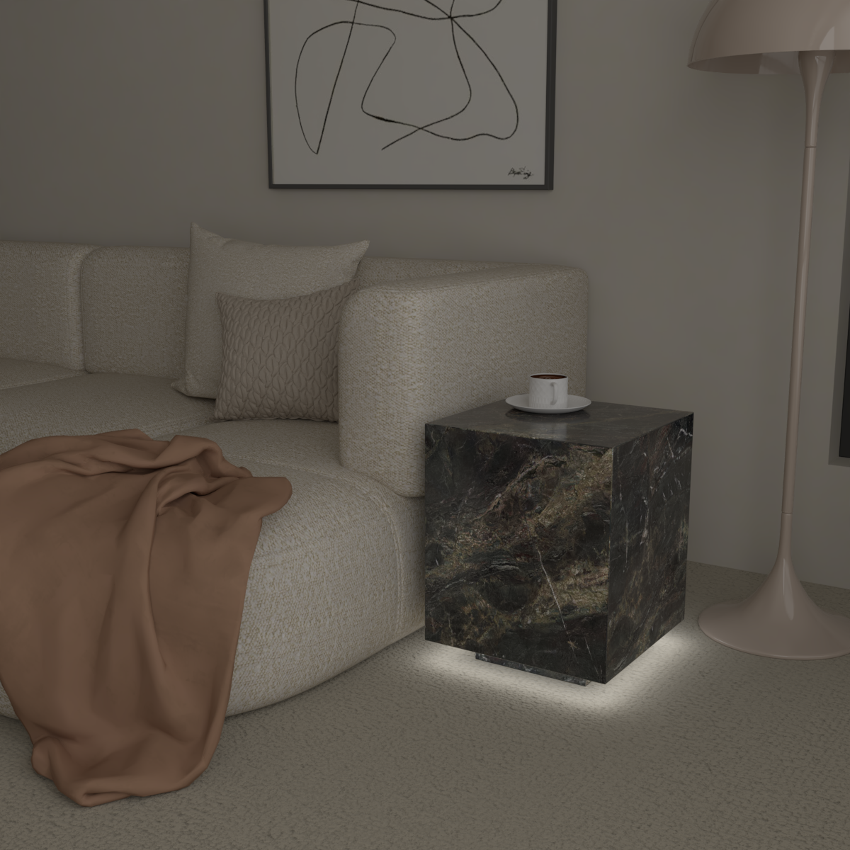 Château Pedestal Sintered Stone Side Table