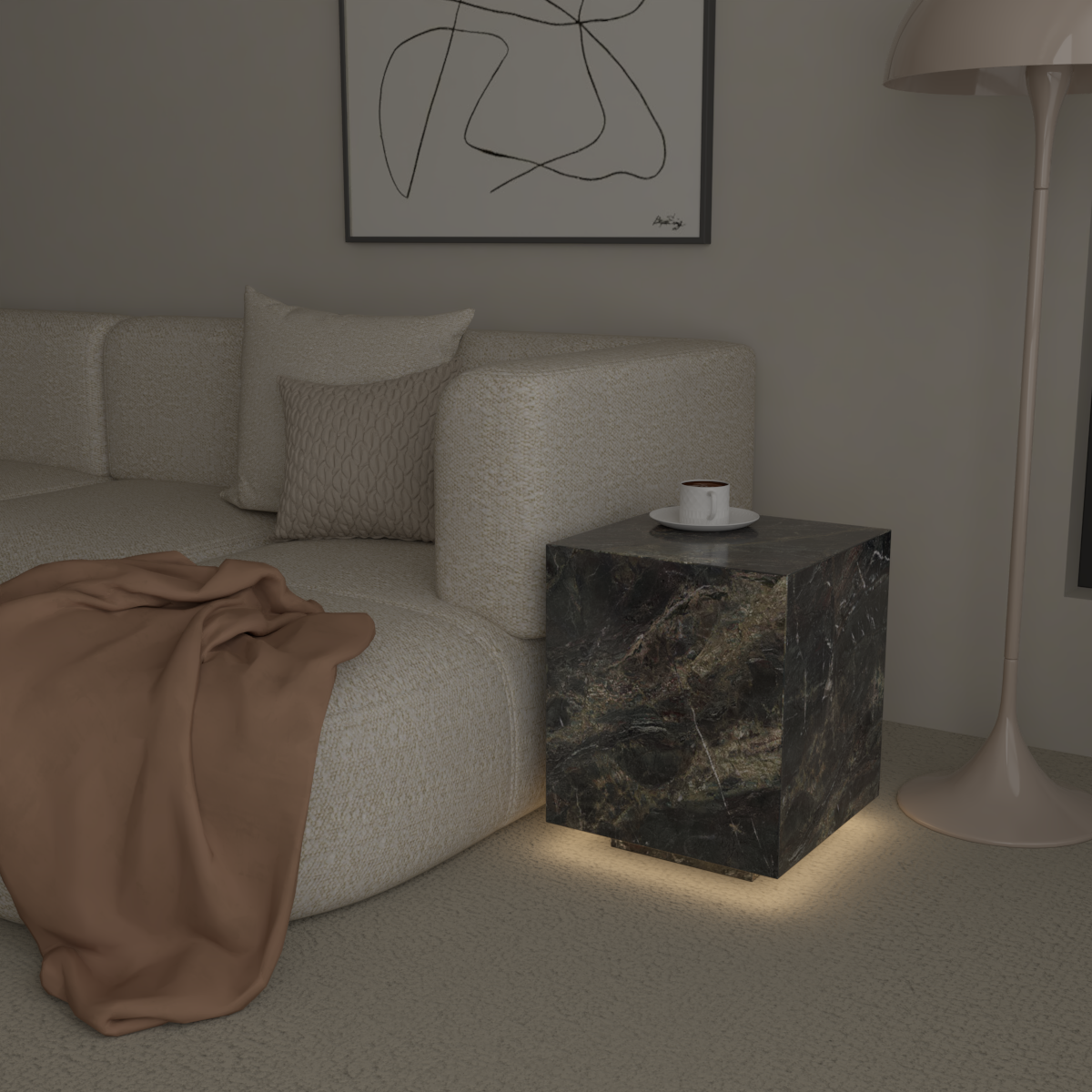 Château Pedestal Sintered Stone Side Table