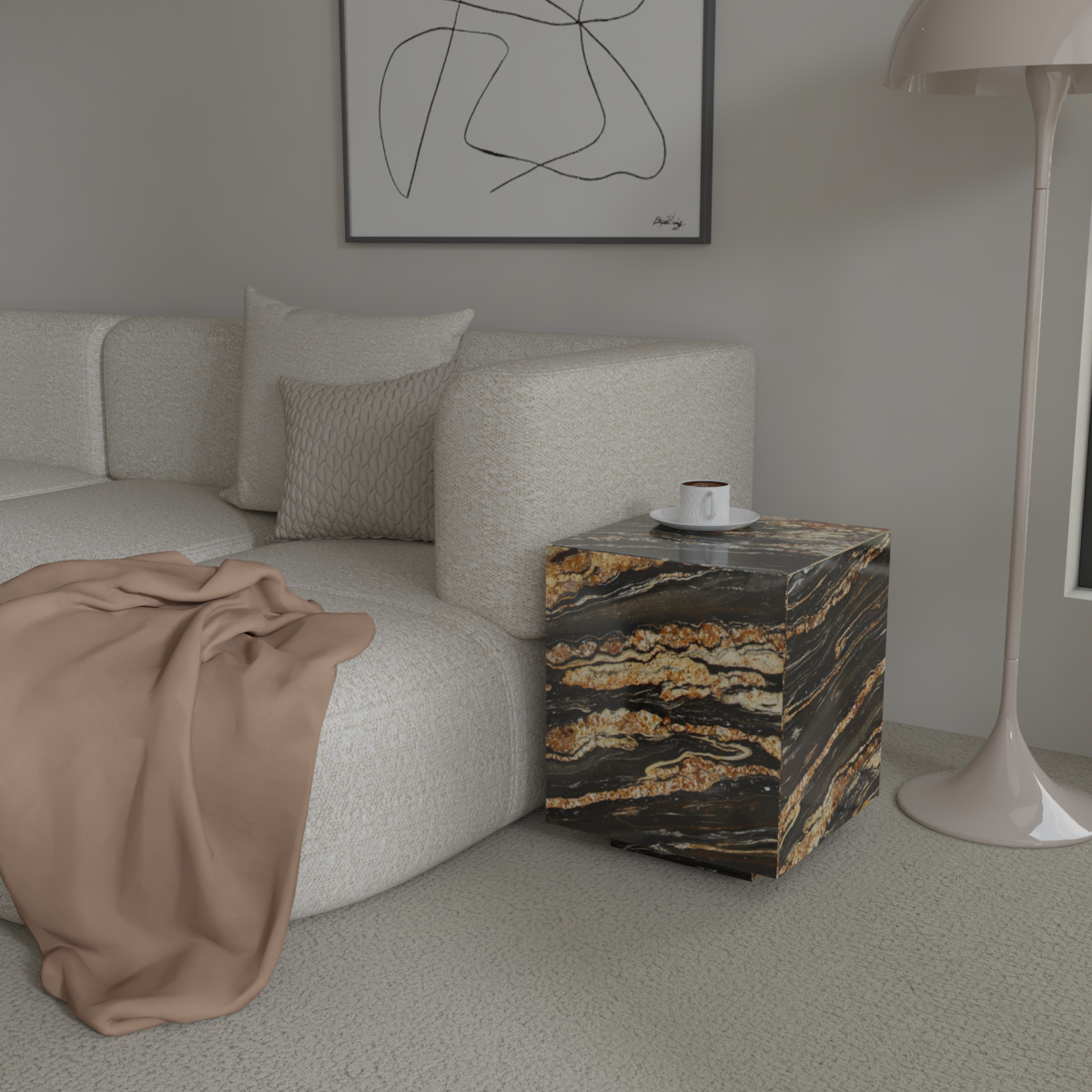 Château Pedestal Granite Side Table