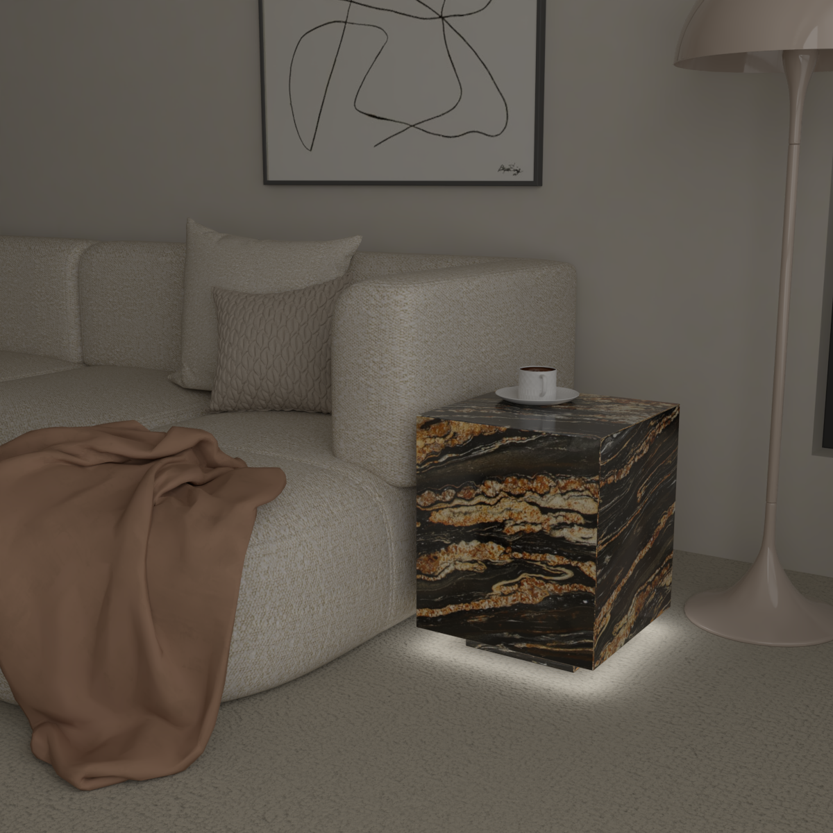 Château Pedestal Granite Side Table