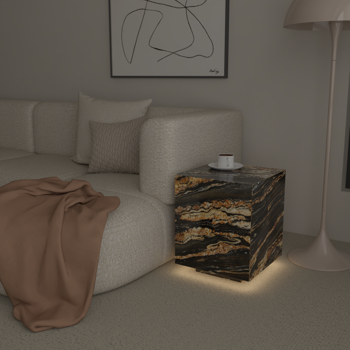 Château Pedestal Granite Side Table