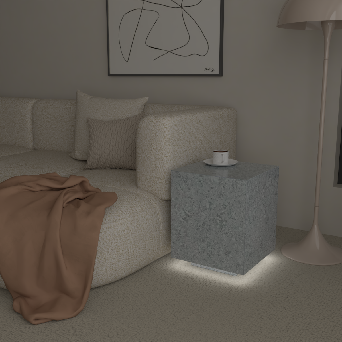 Château Pedestal Quartz Side Table