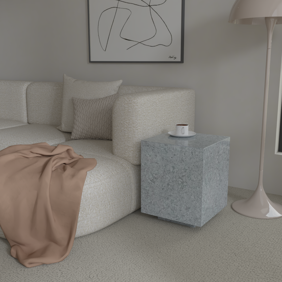 Château Pedestal Quartz Side Table