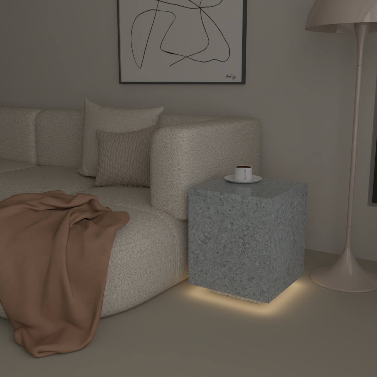 Château Pedestal Quartz Side Table