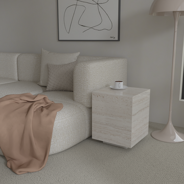 Château Pedestal Travertine Side Table