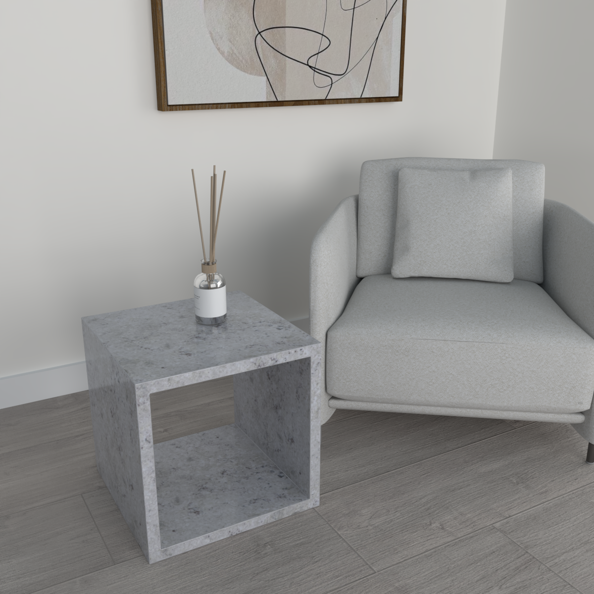 Cubo Granite Side Table