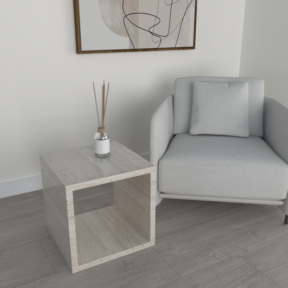 Cubo Travertine Side Table