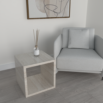 Cubo Travertine Side Table