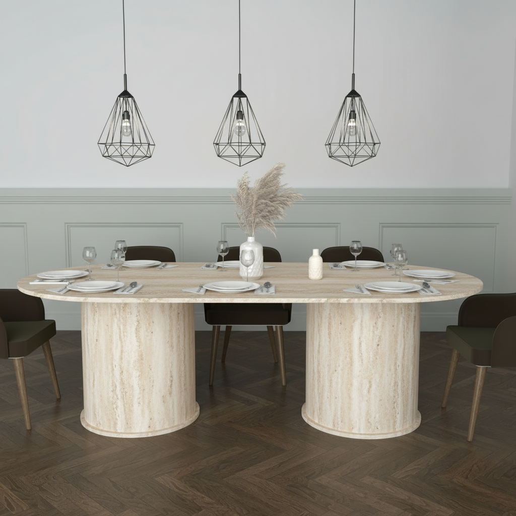 Grecian Travertine Dining Table