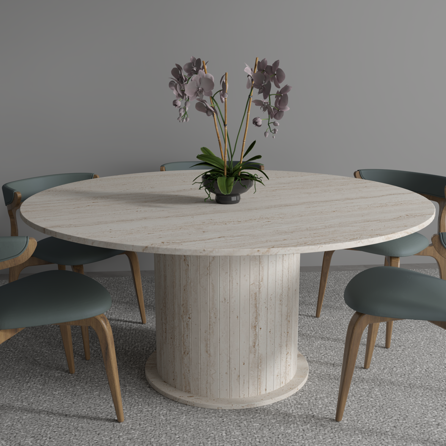 Grecian Single Base Travertine Dining Table