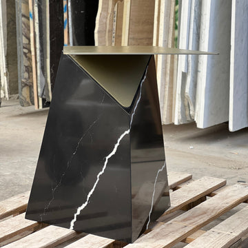Delta Side Table - Ammonite Nero Marquina Quartz