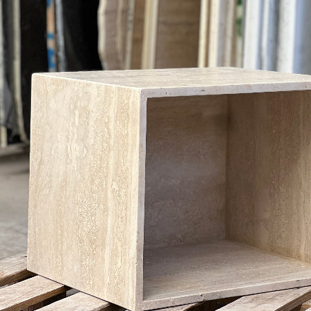 Cubo Side Table - Travertine