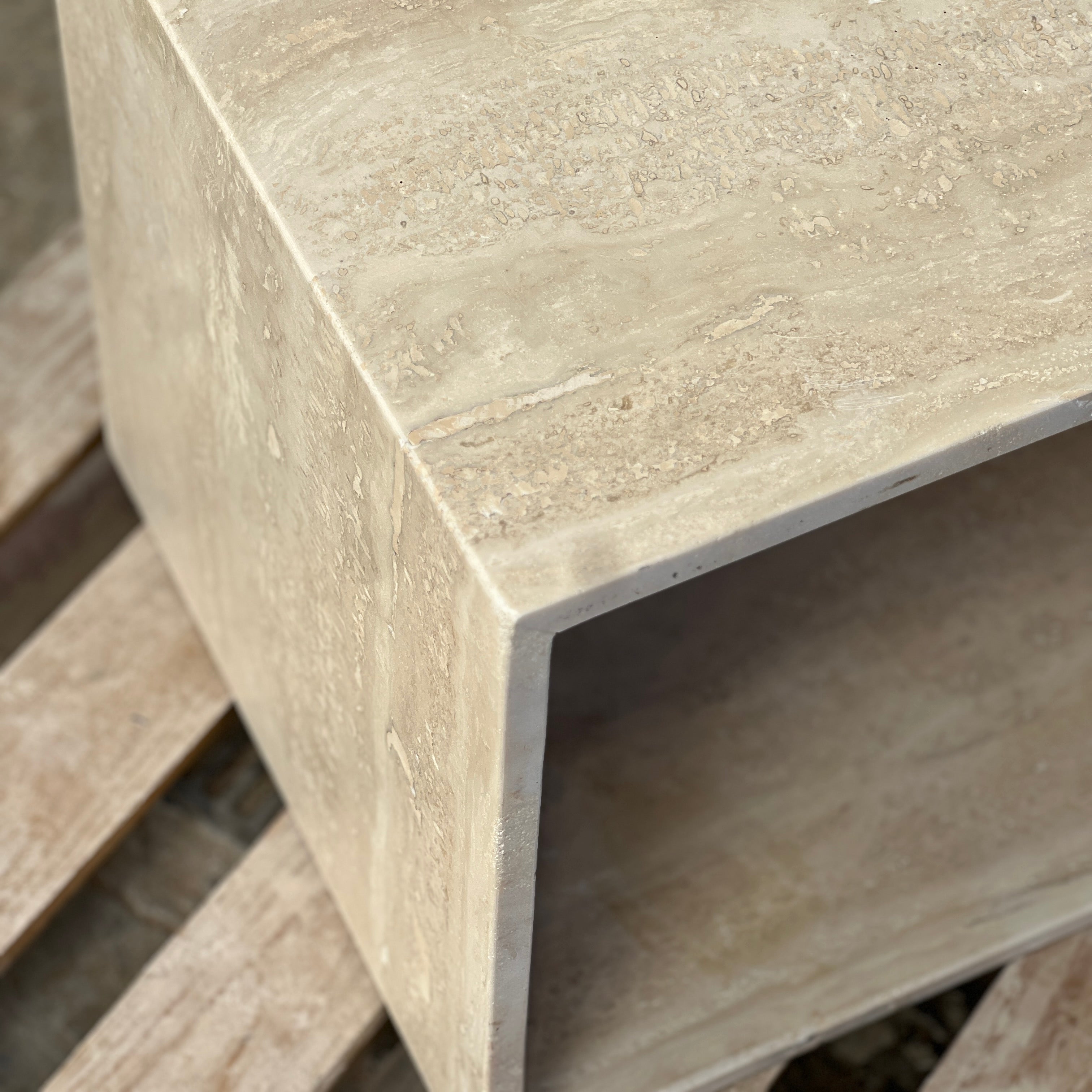 Cubo Side Table - Travertine