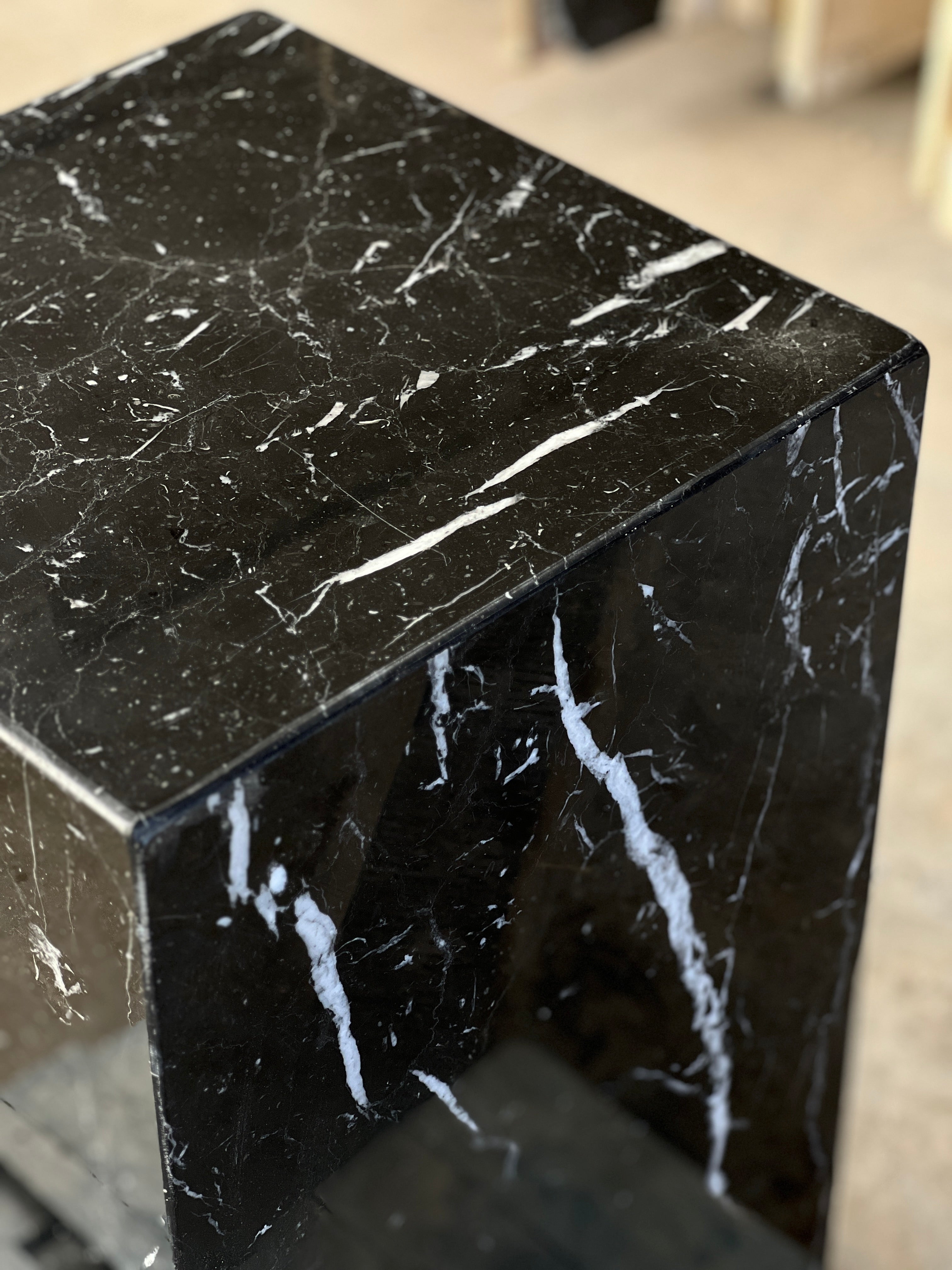 Chateau Pedestal - Nero Marquina Marble