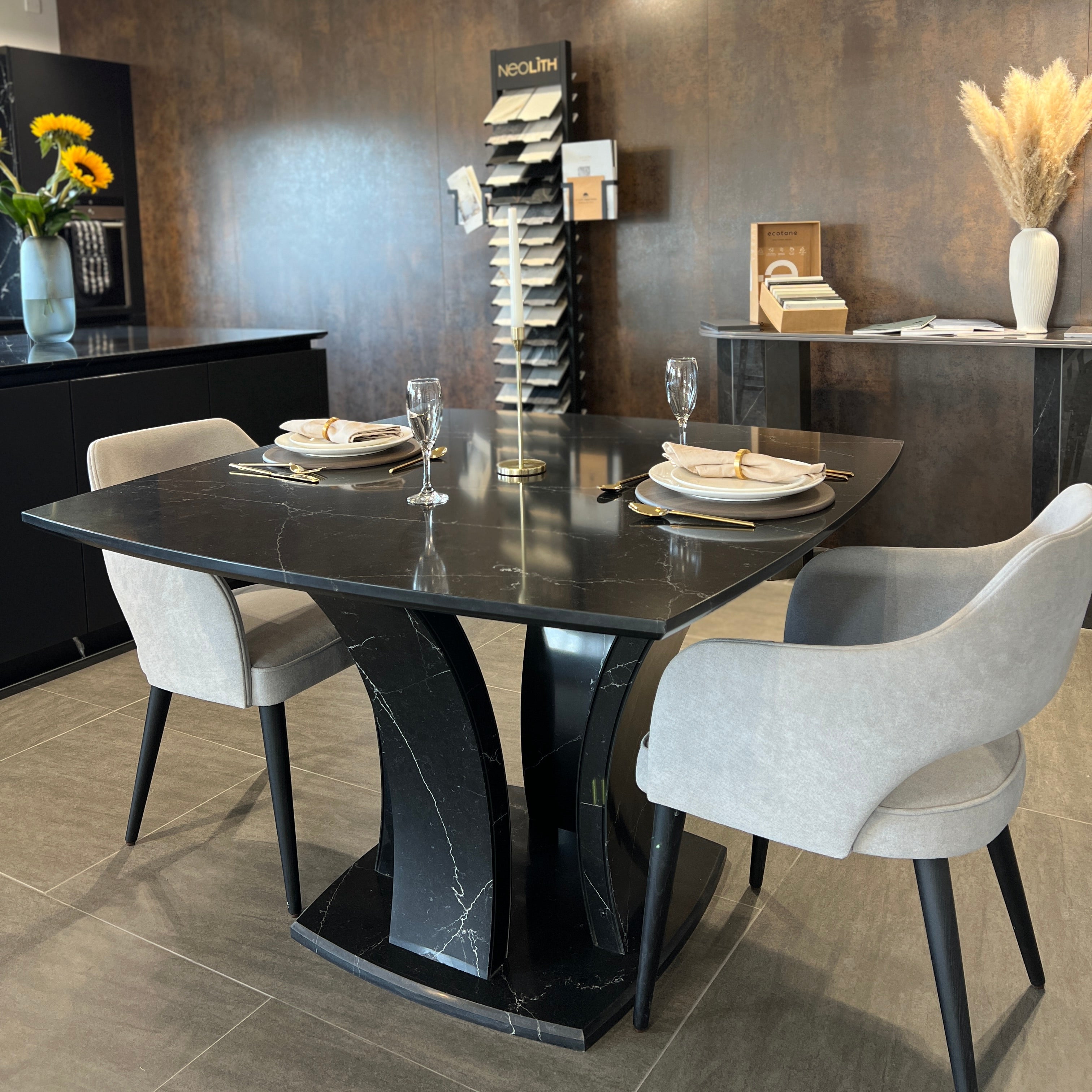 Verona Dining Table - Quartzform Planet Pluto Quartz