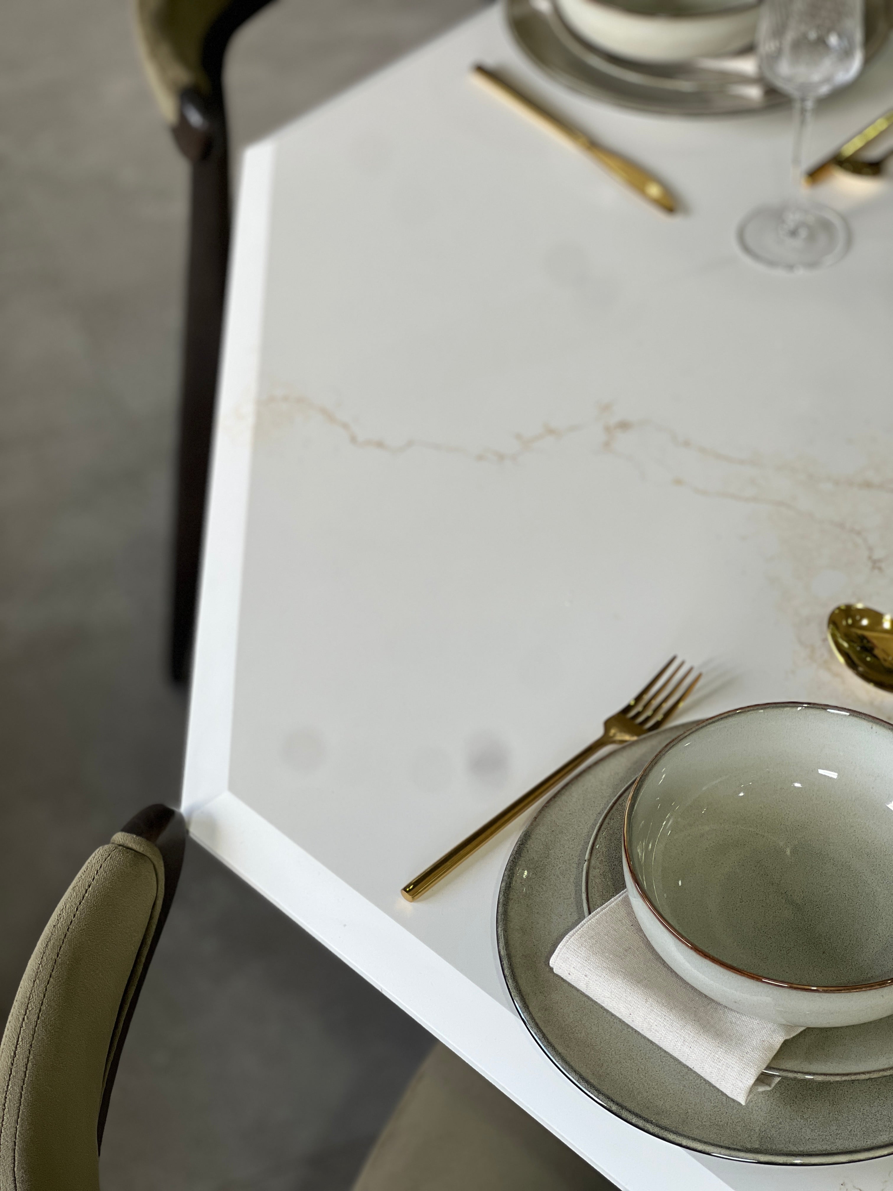 Prism Dining Table - Ammonite Imperial Gold Quartz