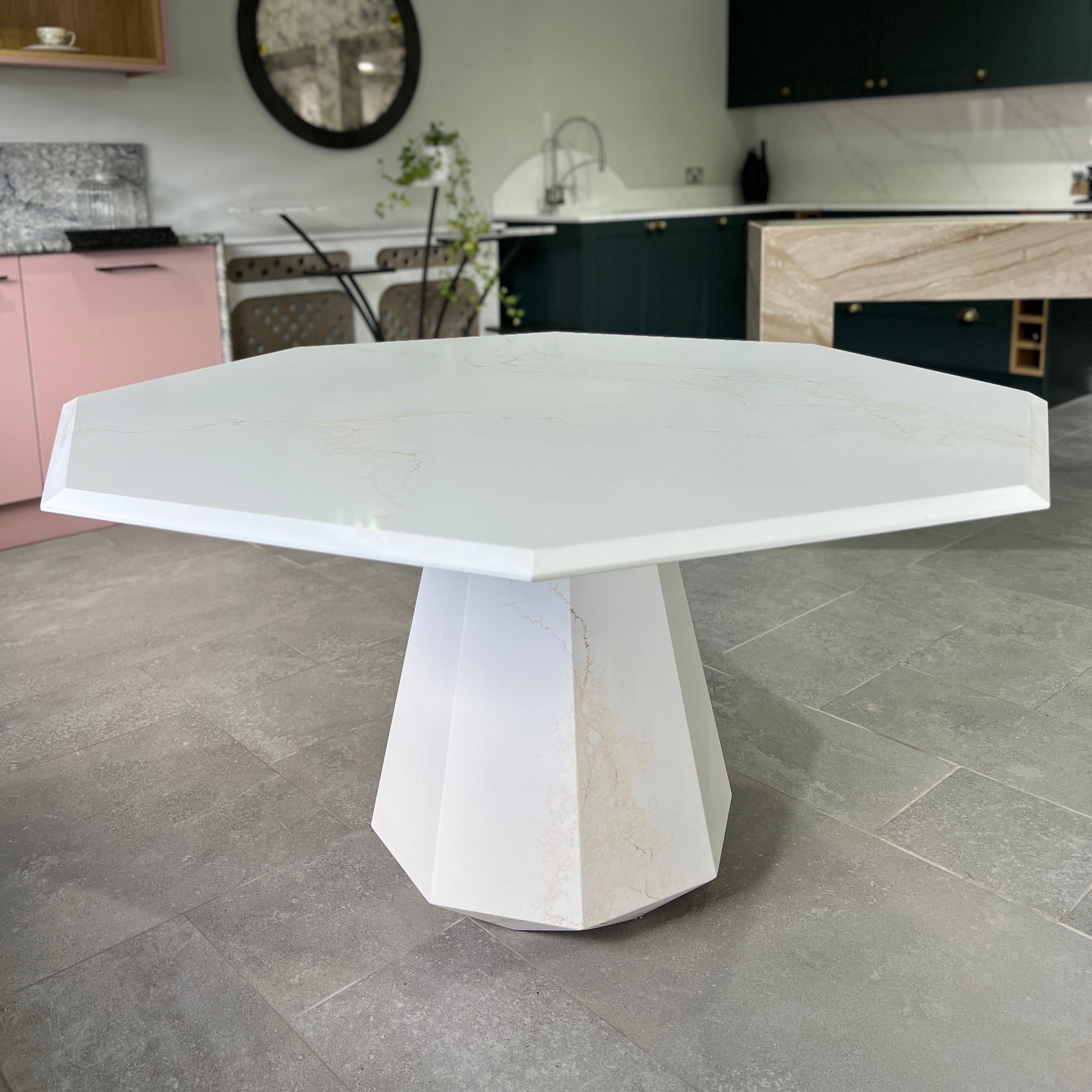 Prism Dining Table - Ammonite Imperial Gold Quartz