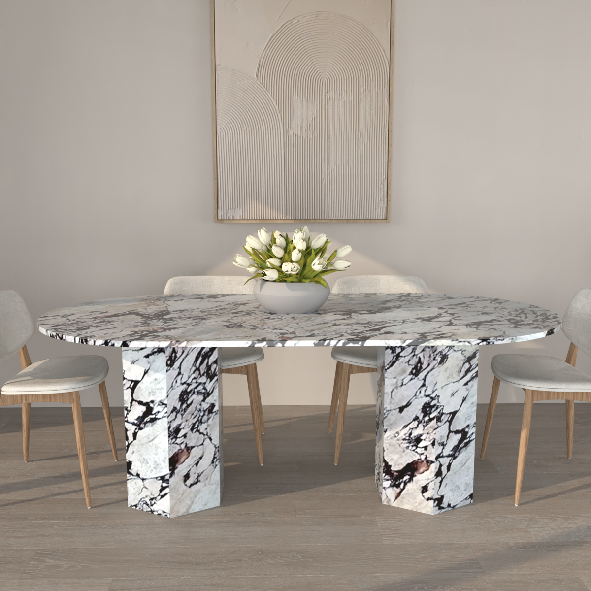 Valentina Double Base Marble Dining Table