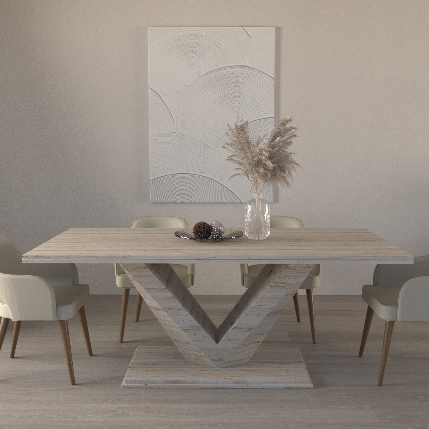 Vittoria Travertine Dining Table