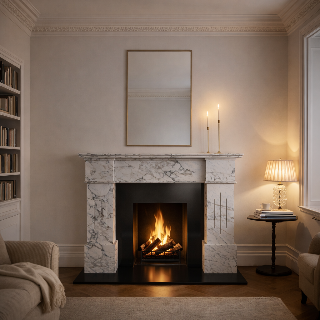 The Helios Marble Fireplace Surround
